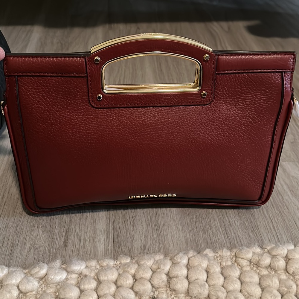 Michael Kors Berkley Legacy Large Leather Clutch Brandy